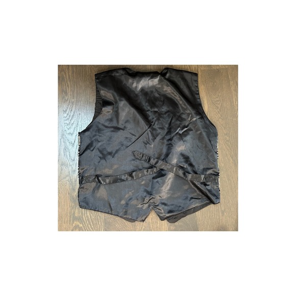 Vintage‎ Effect! Brown Black Checkerboard Sequin Vest Medium Western Style - Picture 5 of 8